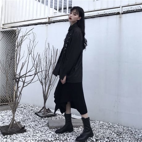 ベルト付きブラック系 ゆったり ブラウス  720