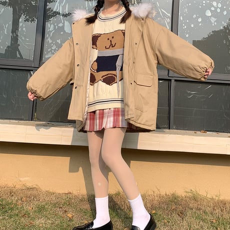 Kawaii Thickened  Warm Cotton Long Jacket  wt024