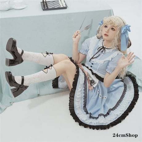 チェックバニースイートガールドレス＋エプロン opf016