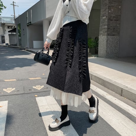 24cmShop アシメプリーツフレアスカート cq002