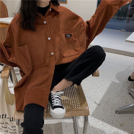 Top  ファッションコーデュロイ長袖シャツ  672