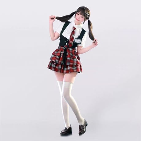 24cmShopレッドチェック柄ジャンスカセット3点セットsus203