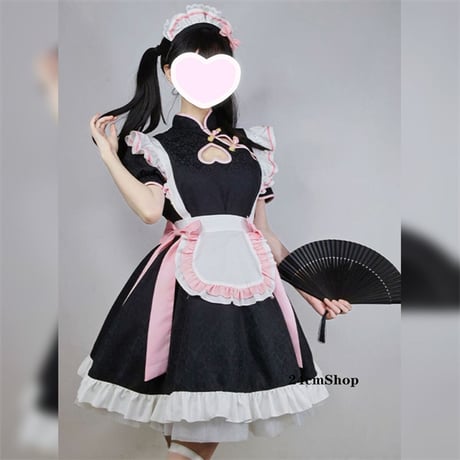 チャイナ風ツーサイドリボンメイド服  opf121