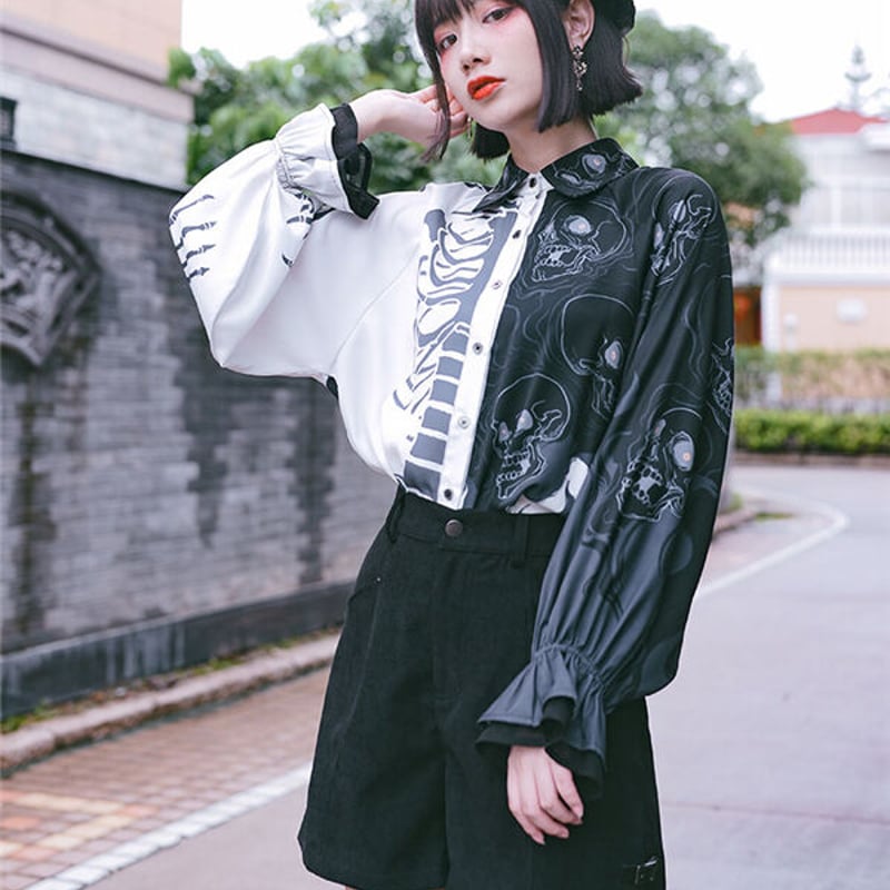 24cmShopスカルボーンアシメキャンディスリーブシャツ1255 | 可愛い服