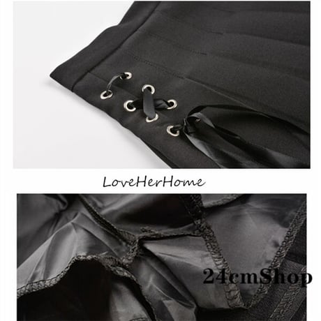 24cmshop  サイドレースアップAラインプリーツスカート  1130