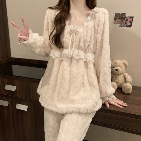 可愛いモコモコパジャマ2点セット sl009