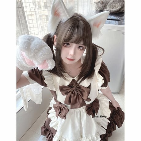 ダブルブレストリボンメイド服 opf069