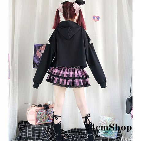 24cmShop アームカットプリントフーディープルオーバー 1187