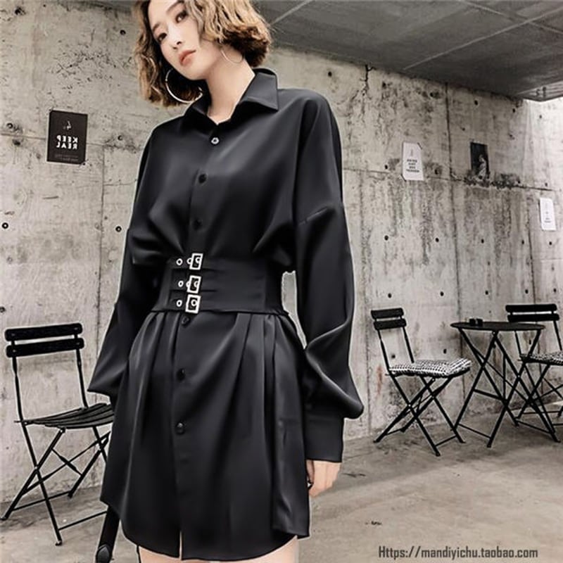 OnePiece コルセット風ベルトシャツワンピース 475 | 可愛い服量産型服