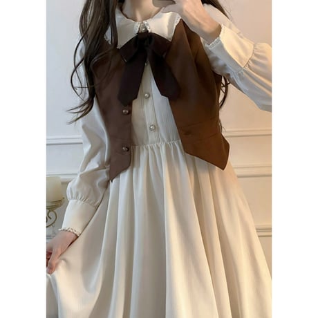 韓国ファッションかわいいワンピース2点セットops096