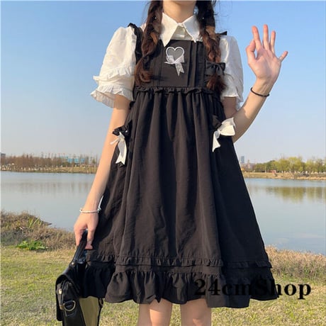 24cmShop かわいいシャツ+ジャンパースカート 368