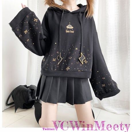 Tops  ロングスリーブスペースプリントパーカー  580