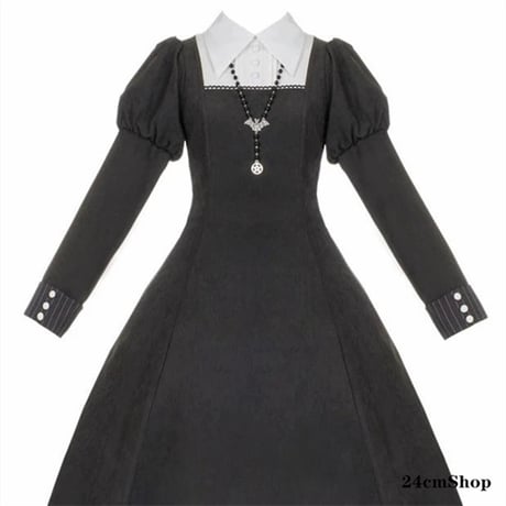 ゴシックカレッジロングロリータドレス opf018