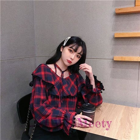 Top 可愛いチェックシャツ 301