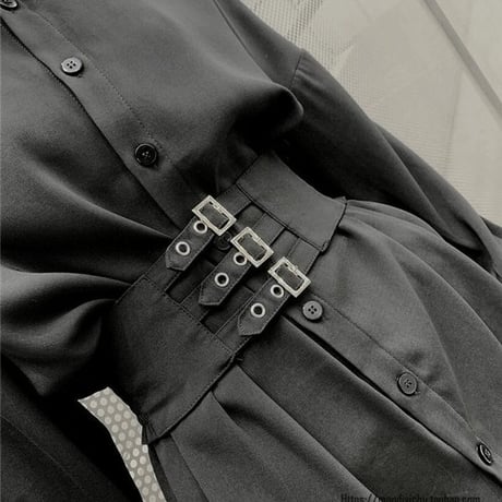 OnePiece コルセット風ベルトシャツワンピース  475