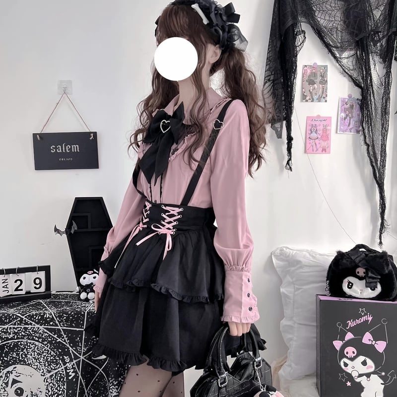 白金　よつば　ジャンパースカート ブラウス　セット ジャンパースカート ロング セットアップ レディース カジュアル