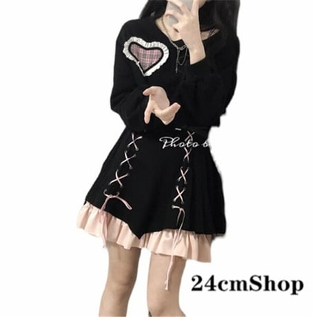 24cmShopファッションリボントップス+スカートセット 1180