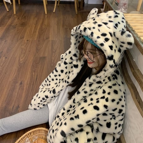 Kawaii Leopard Print Cotton Short Coat wt050