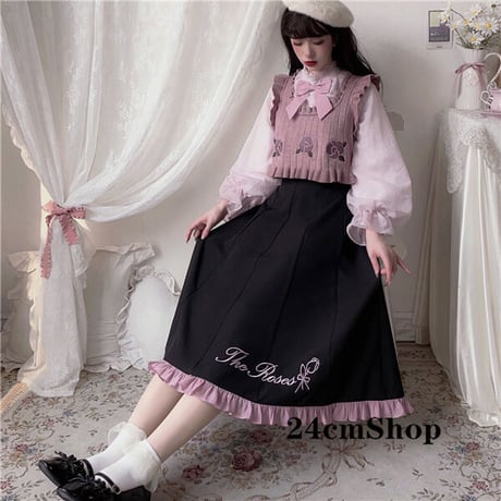 24cmShop 可愛いベスト＋シャツ＋スカート３点セツト 1289