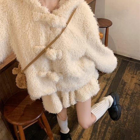 Kawaii Lamb Cashmere  Warm Cotton Short Jacket  wt029
