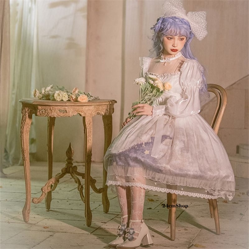 ホワイトエレガントロリータドレス opf104 | 可愛い服量産型服通販24cm