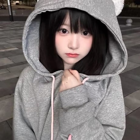 地雷_ゆめかわ_猫ちゃん_レースアップスリーブ_パーカー_2種 wt014
