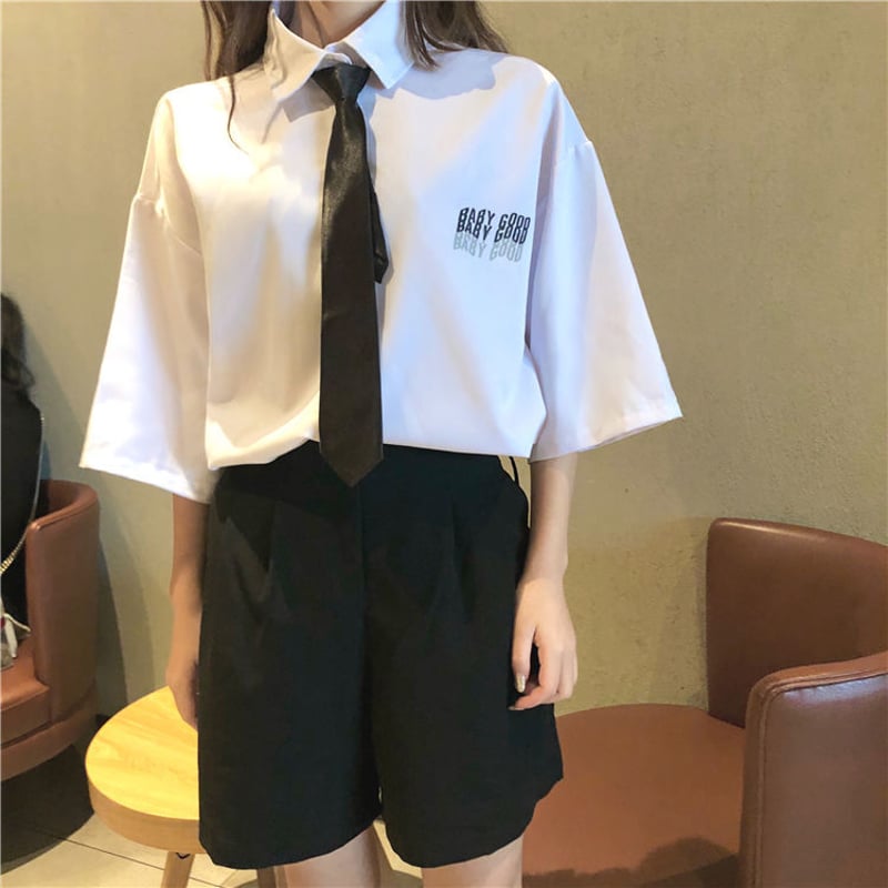 地雷系シャツネクタイベルトズボン4点セット 808 | 可愛い服量産