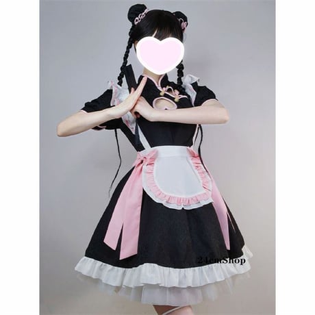 チャイナ風ツーサイドリボンメイド服  opf121