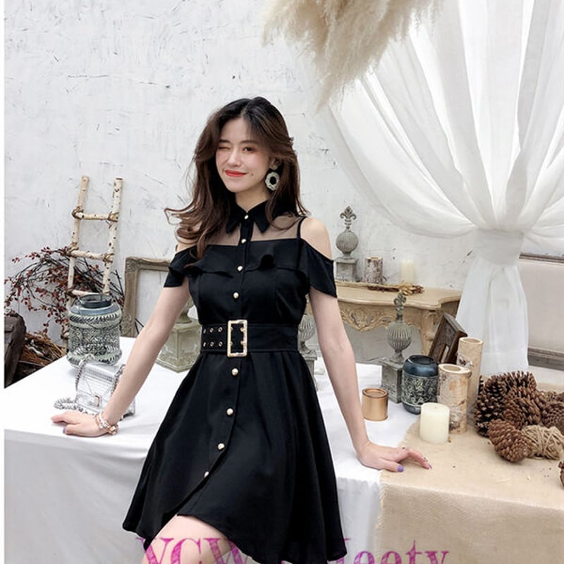 OnePiece オフショルダーシックベルトワンピース 515 | 可愛い服