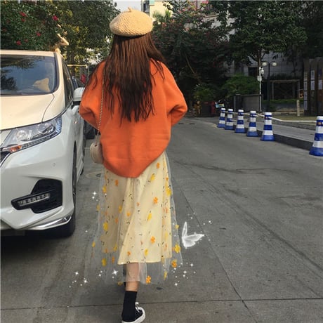 Bottoms レースの花柄スカート 480