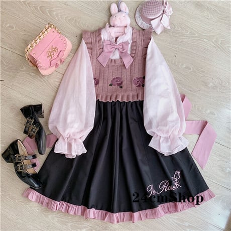24cmShop 可愛いベスト＋シャツ＋スカート３点セツト 1289