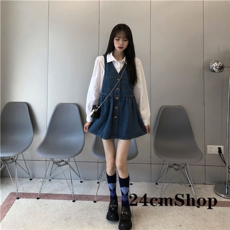 24cmshop シャツ+デニムリボンスカート 1170