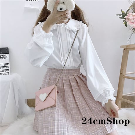 24cmshop フリルカラーキャンディスリーブブラウス 1146