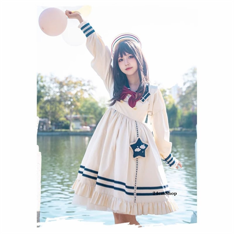 セーラー襟フリルワンピース opf068 | 可愛い服量産型服通販24cm