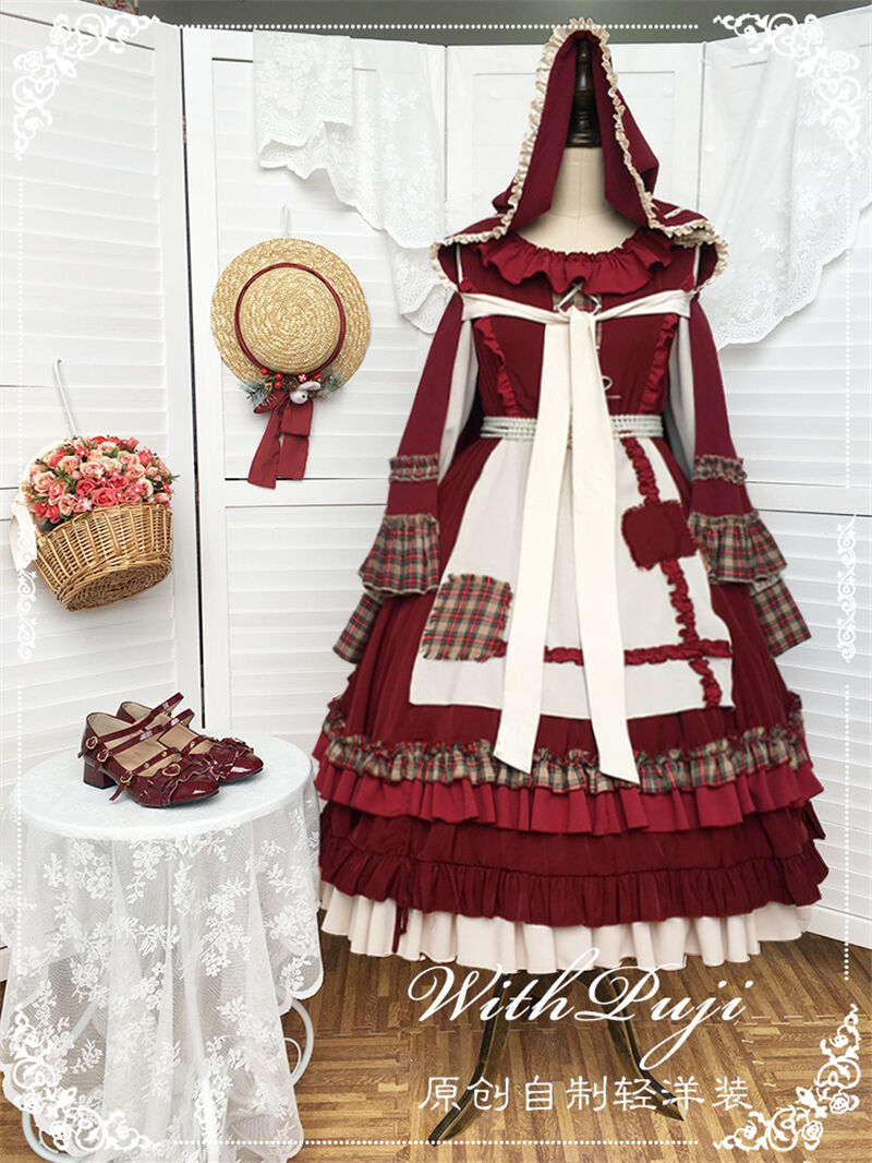 赤ずきんウサギちゃんが可愛い❤️リボン付きロリータワンピース お出かけにも最適 fit=scale-down,w=1200