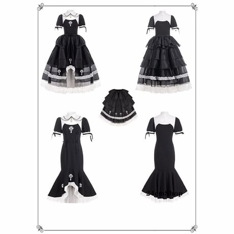 ゴシックシスター風フリルドレス opf036