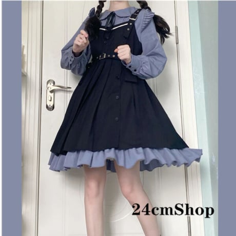 24cmShop 地雷系可愛いワンピースとジャンパースカート2点セット 1283
