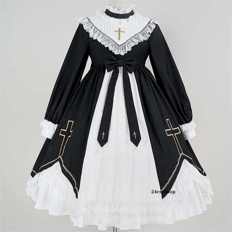【niko】ゴスロリ 黒 フリルドレス Mサイズ ロリータファッション【ゴスロリ】かわいいフリル付き ブラック