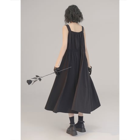 24cmShop 高級感  気質  ブラック  キャミソールワンピース ops040