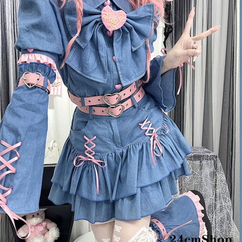 ベルト付きy2k Bubble Trap 4点セット sus018 | 可愛い服量産型