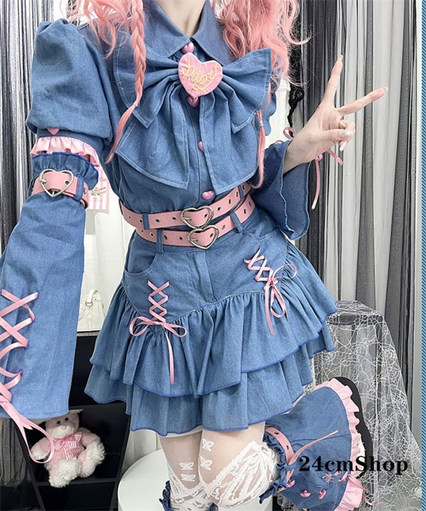ベルト付きy2k Bubble Trap 4点セット sus018 | 可愛い服量産型 ベルト付きy2k Bubble Trap 4点セット sus018 | 可愛い服量産型