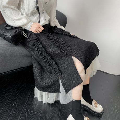 24cmShop アシメプリーツフレアスカート cq002