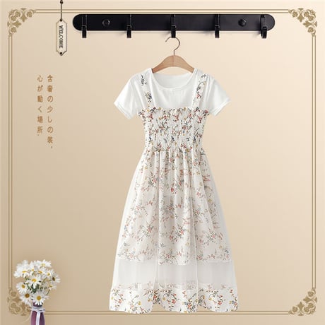 SetUp シャツ+花柄メッシュワンピースセットアップ 401