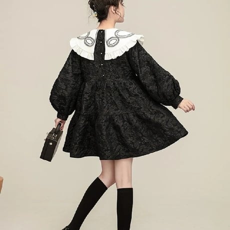 可愛い服ジャカードのワンピース  24cm-682