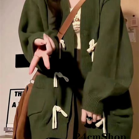 24cmShop かわいい緑ニットセーターコート1420