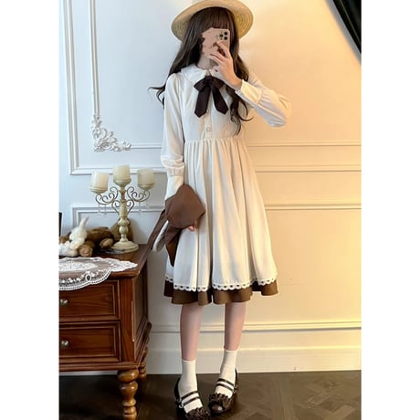 韓国ファッションかわいいワンピース2点セットops096