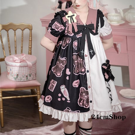 24cmShop 可愛いピンク心Lolitaワンピース 1275