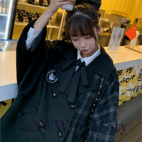 Top   Cat生地が厚いチェックのコート 282