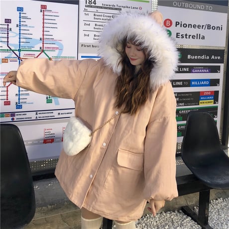 Kawaii Thickened  Warm Cotton Long Jacket  wt030