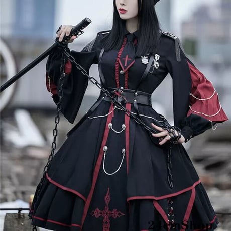 24cmShopゴシックロザリオワンピース＋レザーコルセット1377